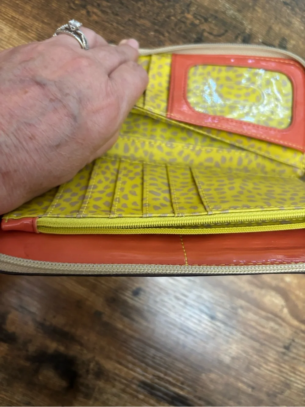 Fossil Floral Zip Wallet in Yellow, Orange, Brown and Black